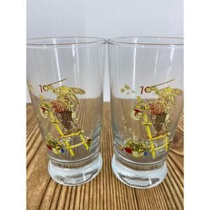 Easter Bunny Rabbits Painting Set of 2  Glasses 8 ounce clear   Spring Easter